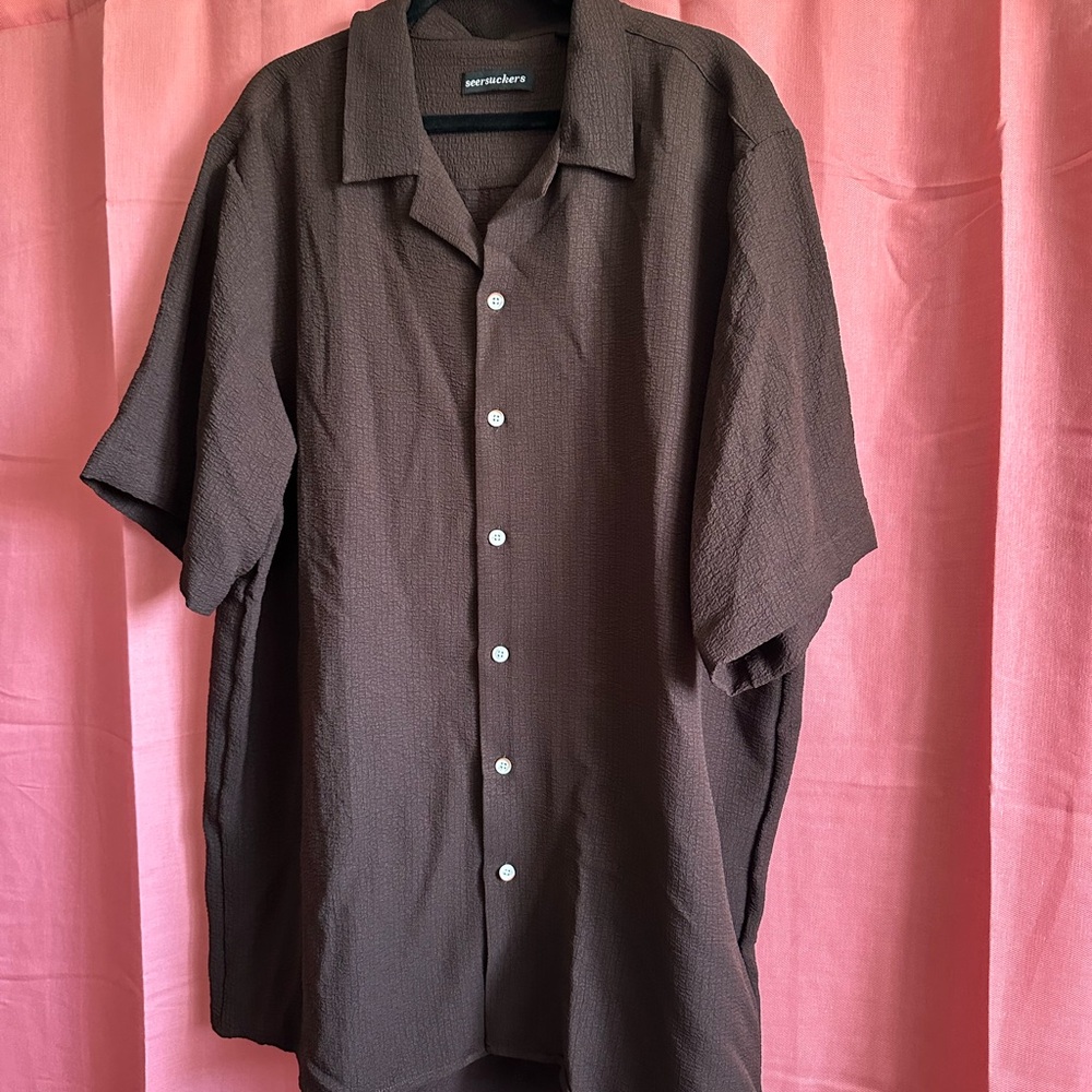 Brown Short Sleeve Men's Shirt